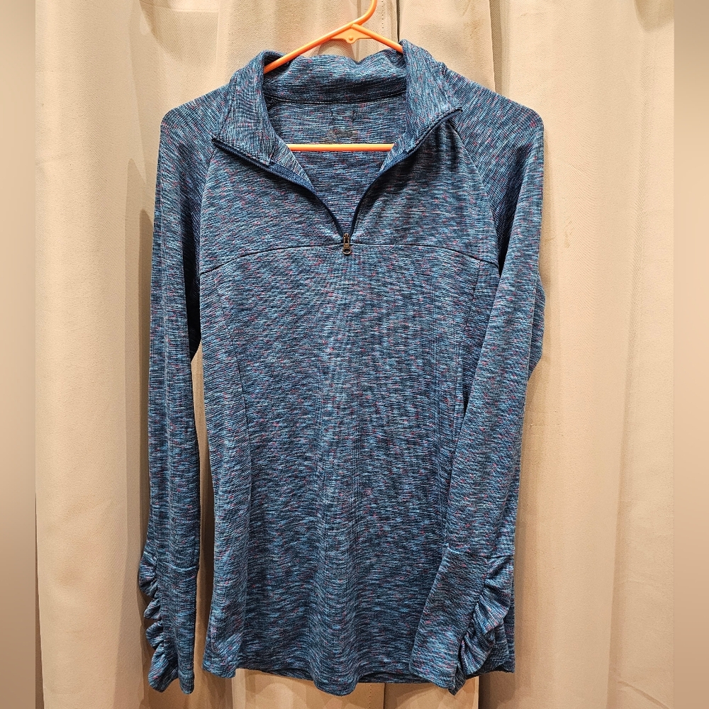 COLUMBIA Blue & Pink Quarter-Zip Workout Top Size M - Omni-Wick UV Protection